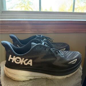 Hoka Clifton 9 Black and White Men's Running Shoes